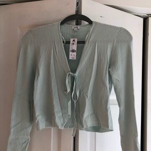 GARAGE TIE FRONT CARDIGAN size S light blue green